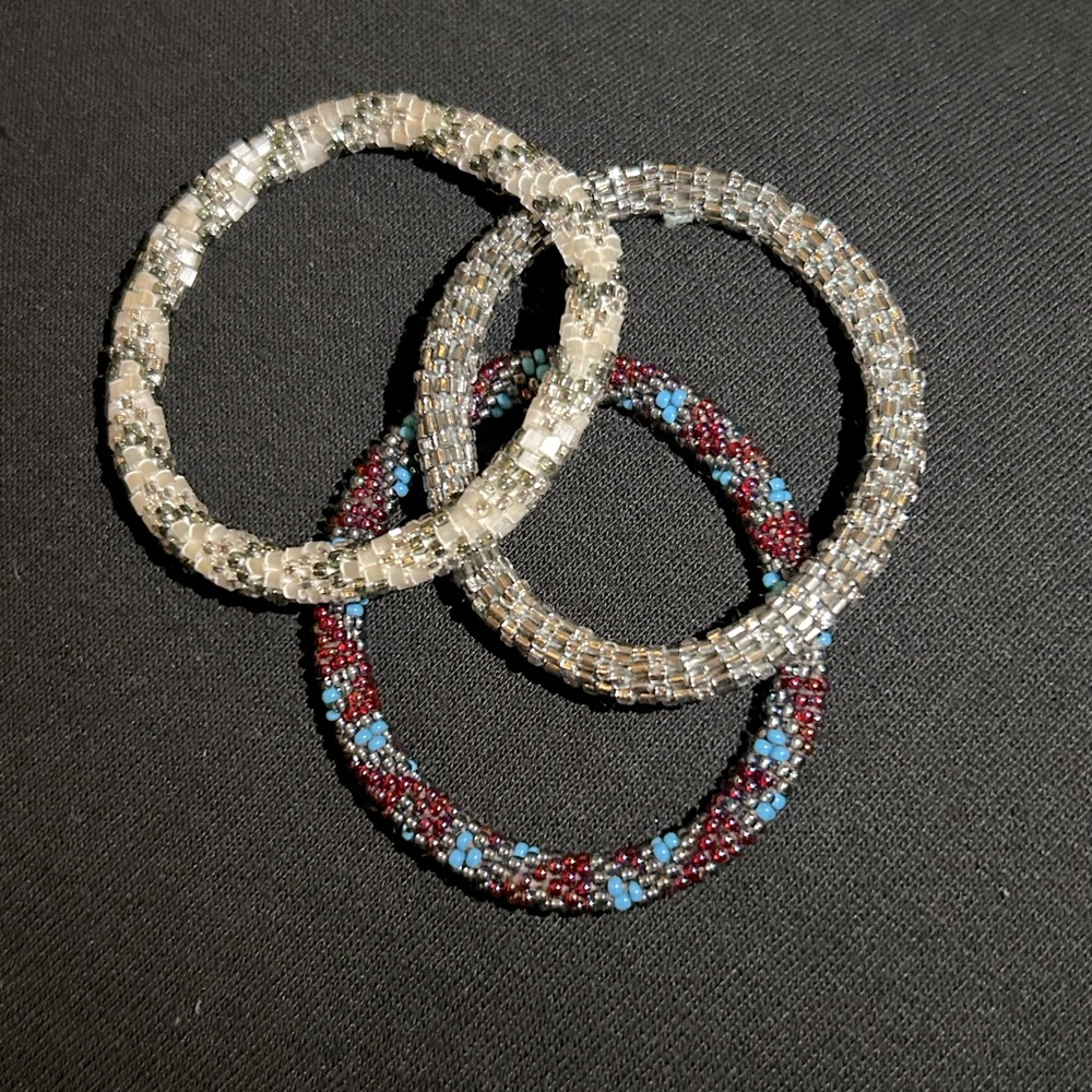 Thick handmade beaded bracelets set of 3
